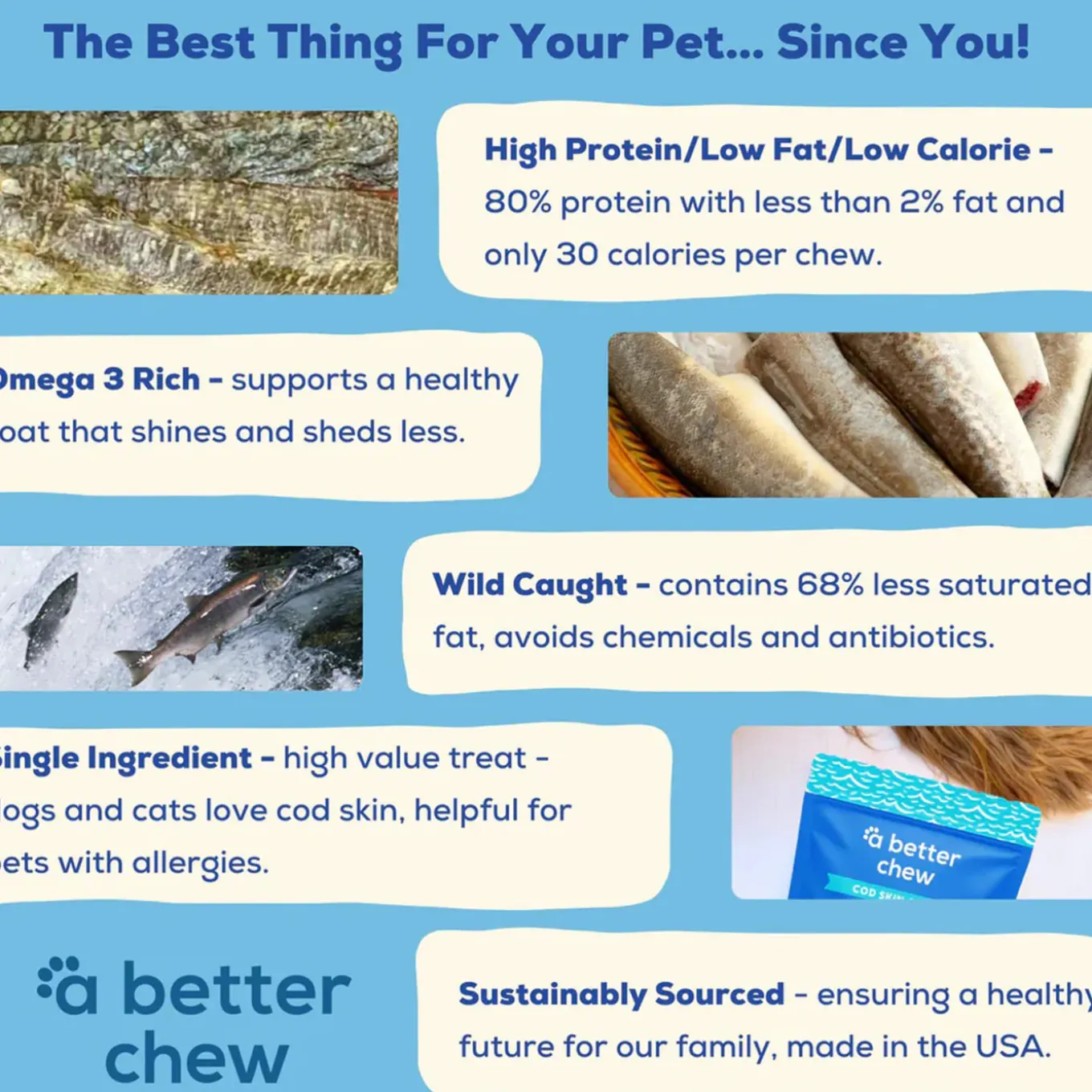 A Better Treat Dehydrated Wild Caught Cod Skin Dog Chews