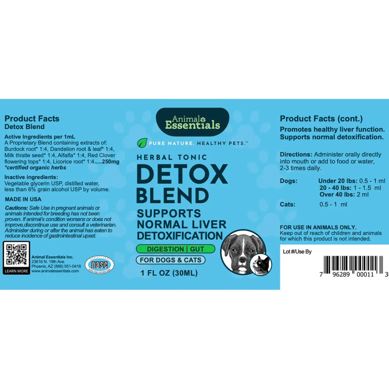 Animal Essentials Detox Blend Liver Support Liquid for Dogs & Cats