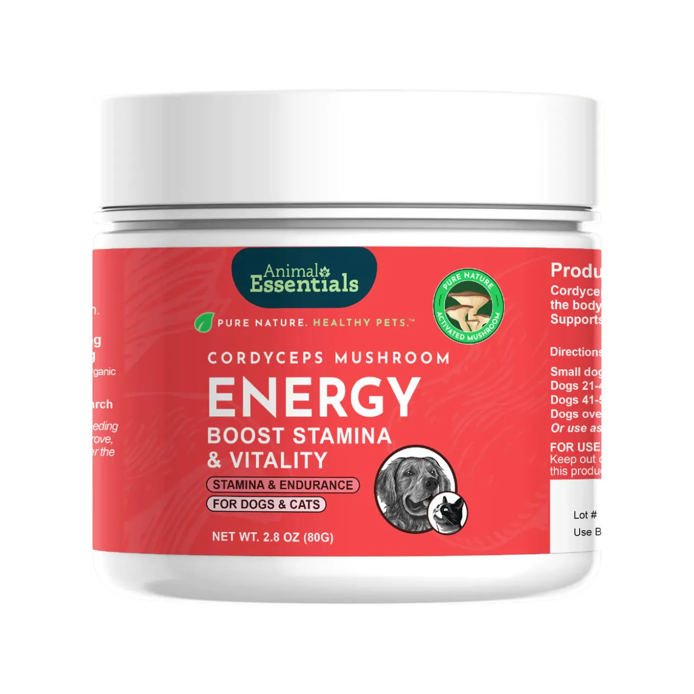 Animal Essentials ENERGY Cordyceps Mushroom Powder for Dogs & Cats