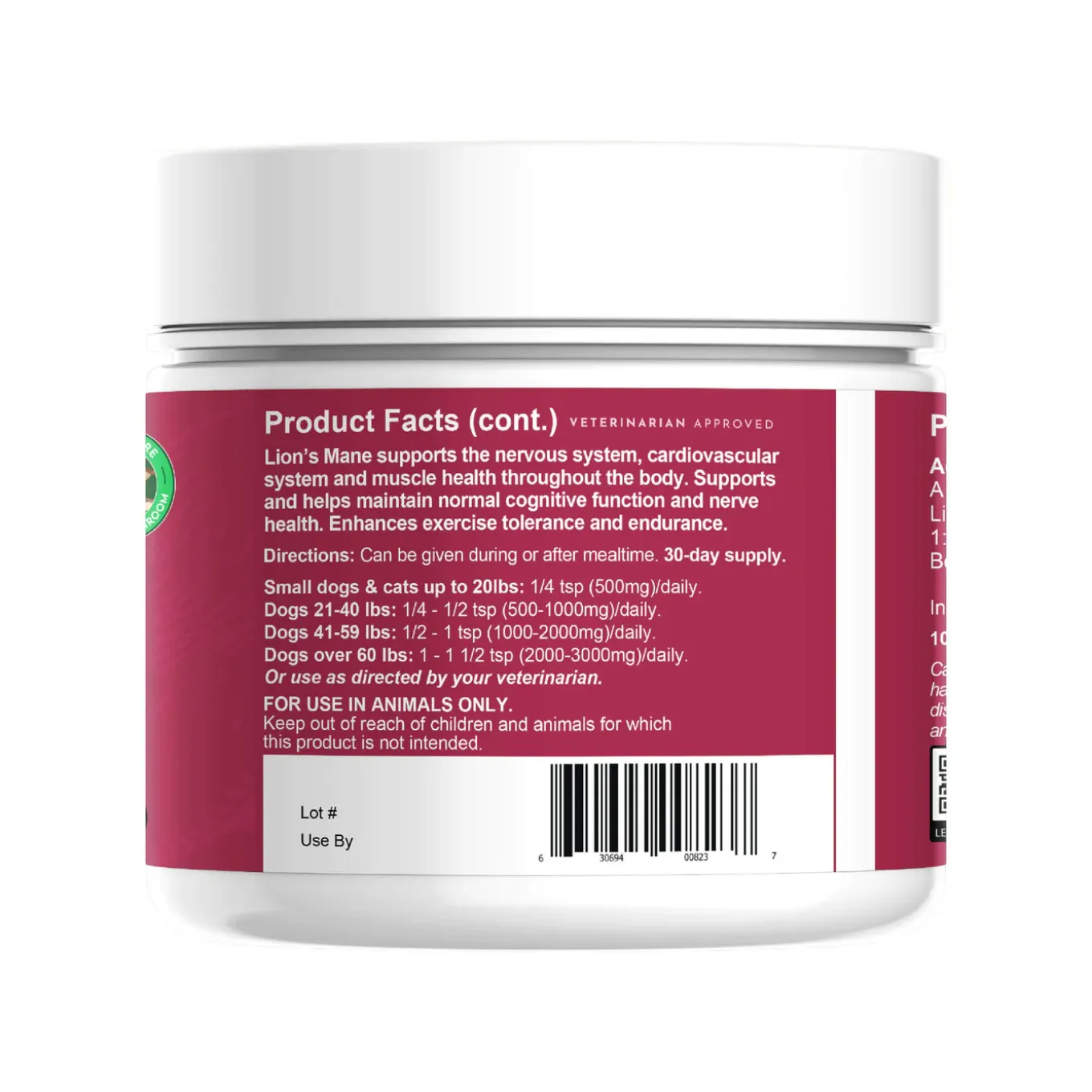 Animal Essentials FOCUS Lion's Mane Mushroom Powder for Dogs & Cats