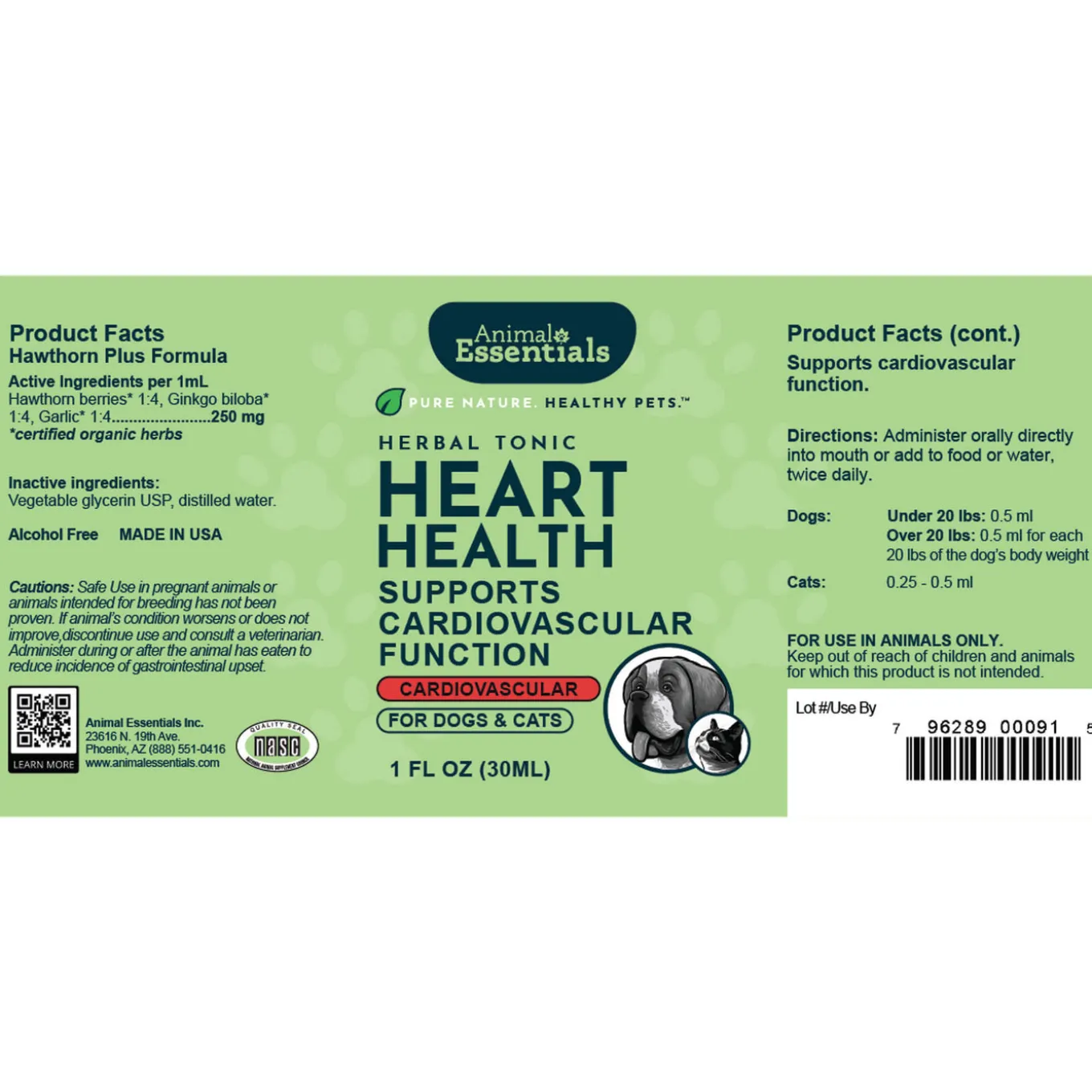 Animal Essentials Heart Health Cardiovascular Support for Dogs & Cats