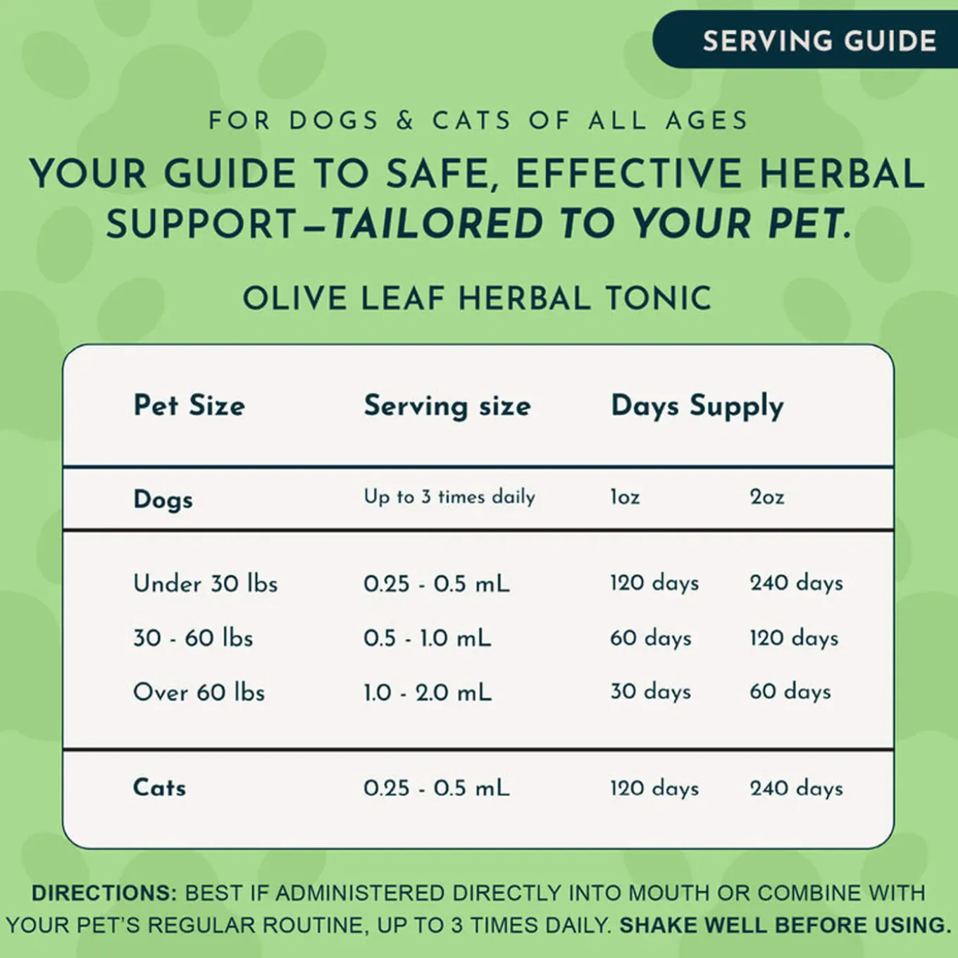Animal Essentials Olive Leaf Herbal Extract Liquid for Dogs & Cats