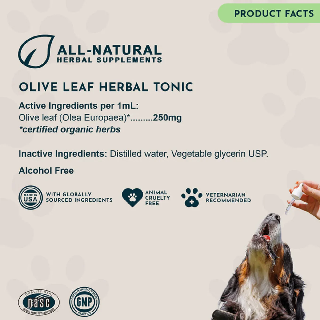 Animal Essentials Olive Leaf Herbal Extract Liquid for Dogs & Cats