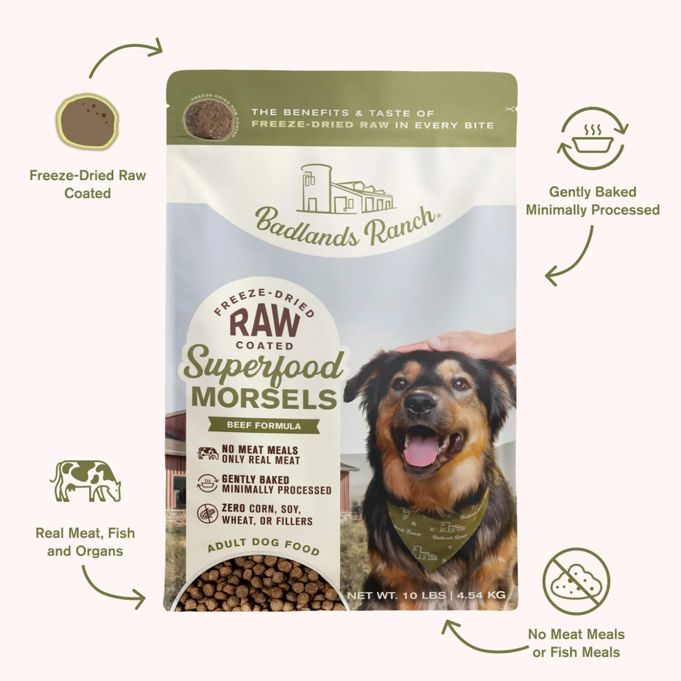 Badlands Ranch Superfood Morsels Freeze Dried Raw Coated Dog Food
