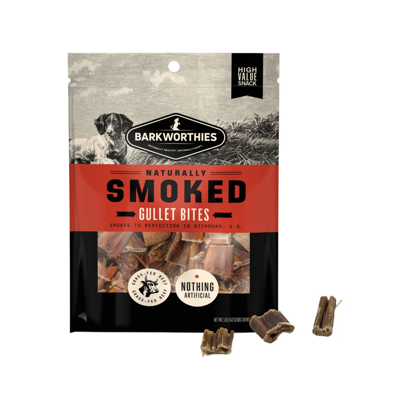 Barkworthies Naturally Smoked Beef Gullet Bites Dog Chews