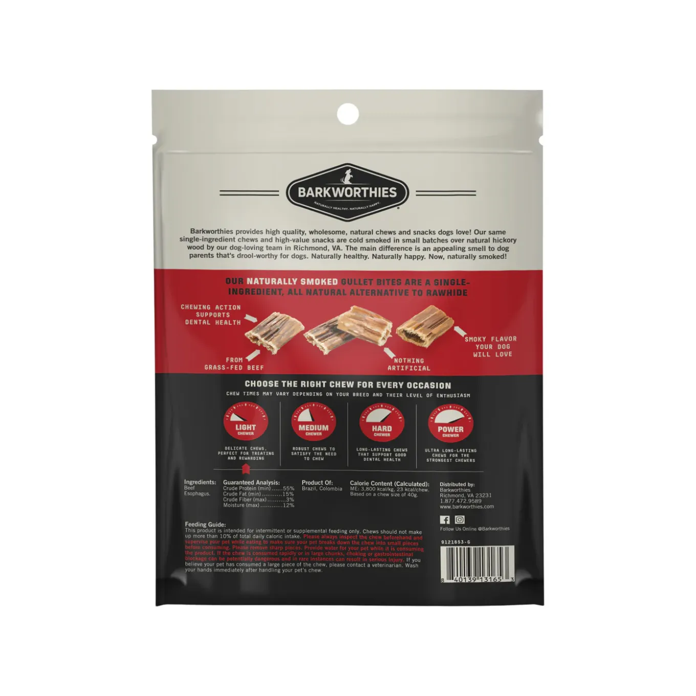 Barkworthies Naturally Smoked Beef Gullet Bites Dog Chews