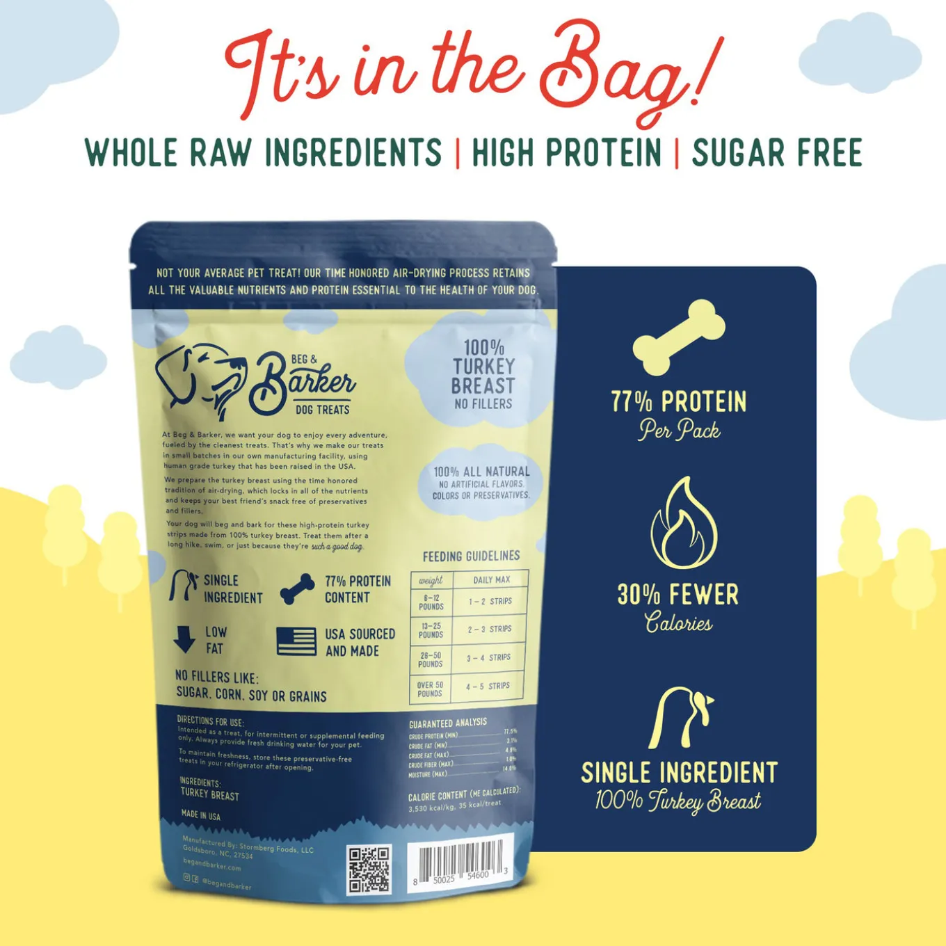 Beg & Barker Strips Single Ingredient Human Grade Dog Treats