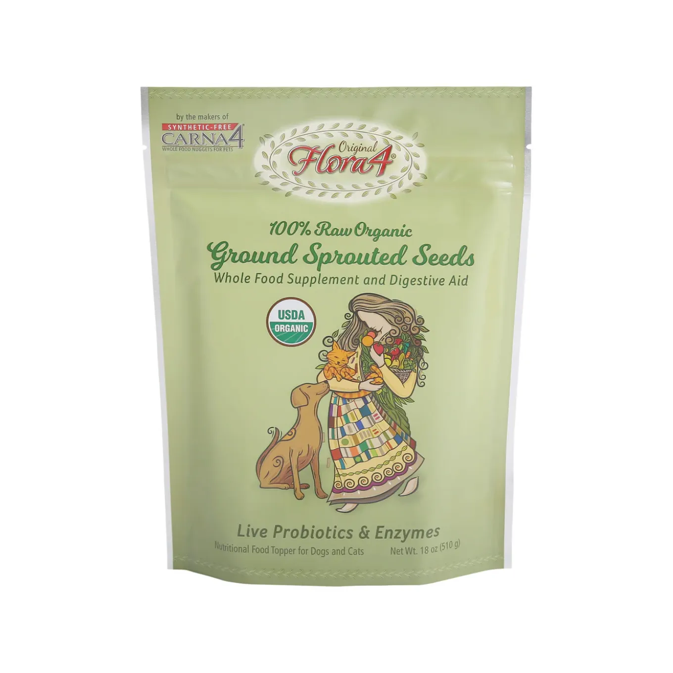 Carna4 Flora4 Ground Sprouted Seeds Food Topper For Dogs & Cats