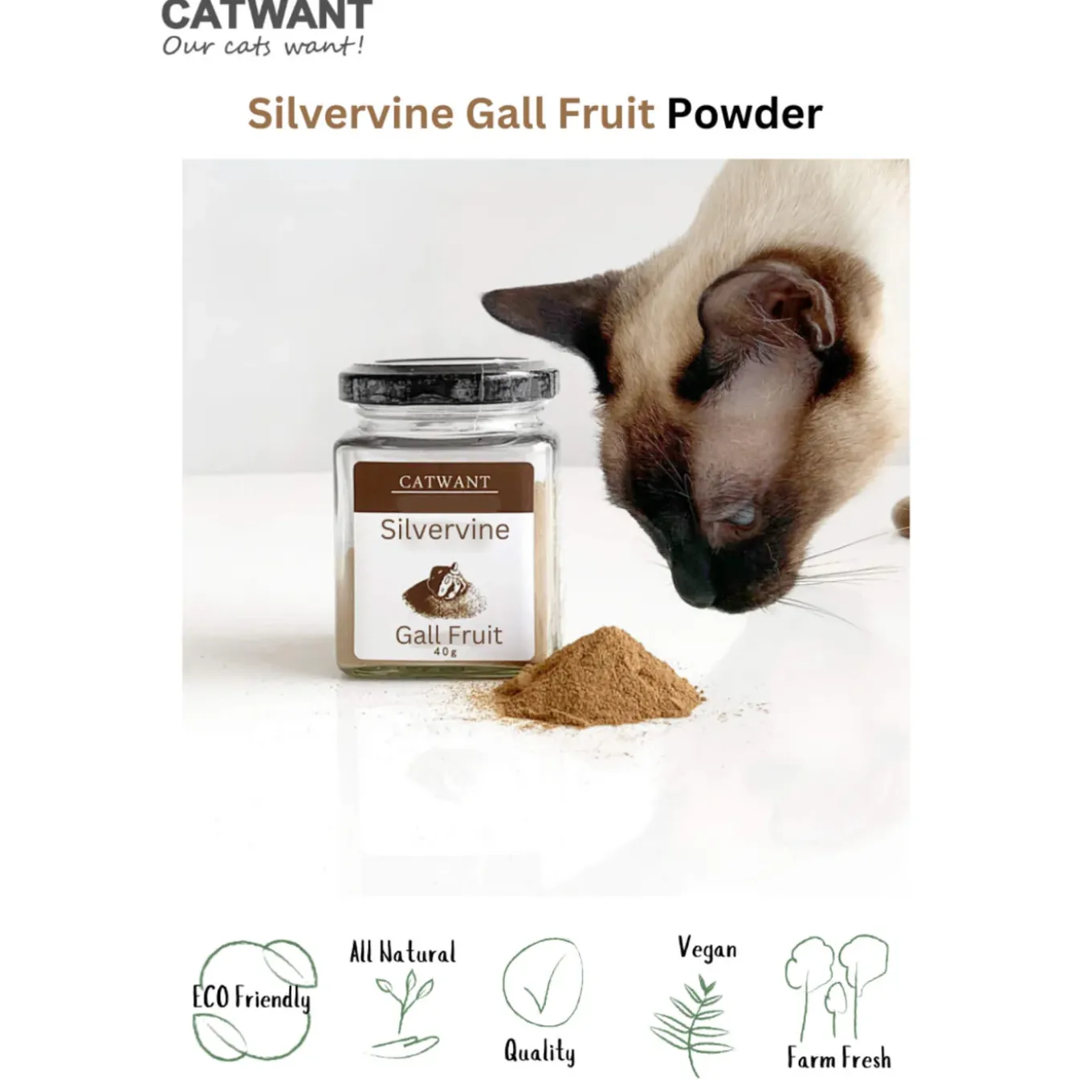 CATWANT Silvervine Gall Fruit Powder for Cats