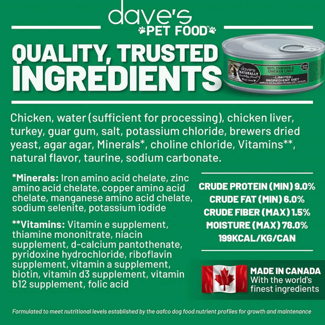 Dave's Pet Food 95% Premium Meats Grain Free Wet Cat Food