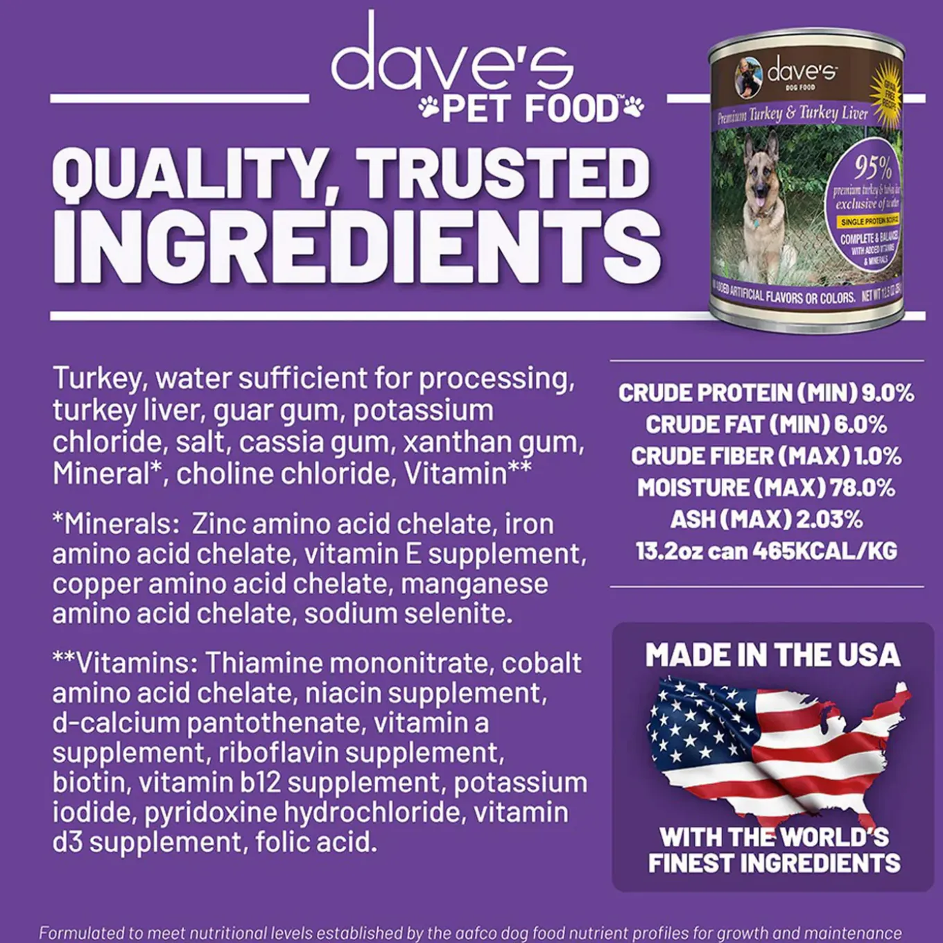 Dave's Pet Food 95% Premium Meats Grain Free Wet Dog Food