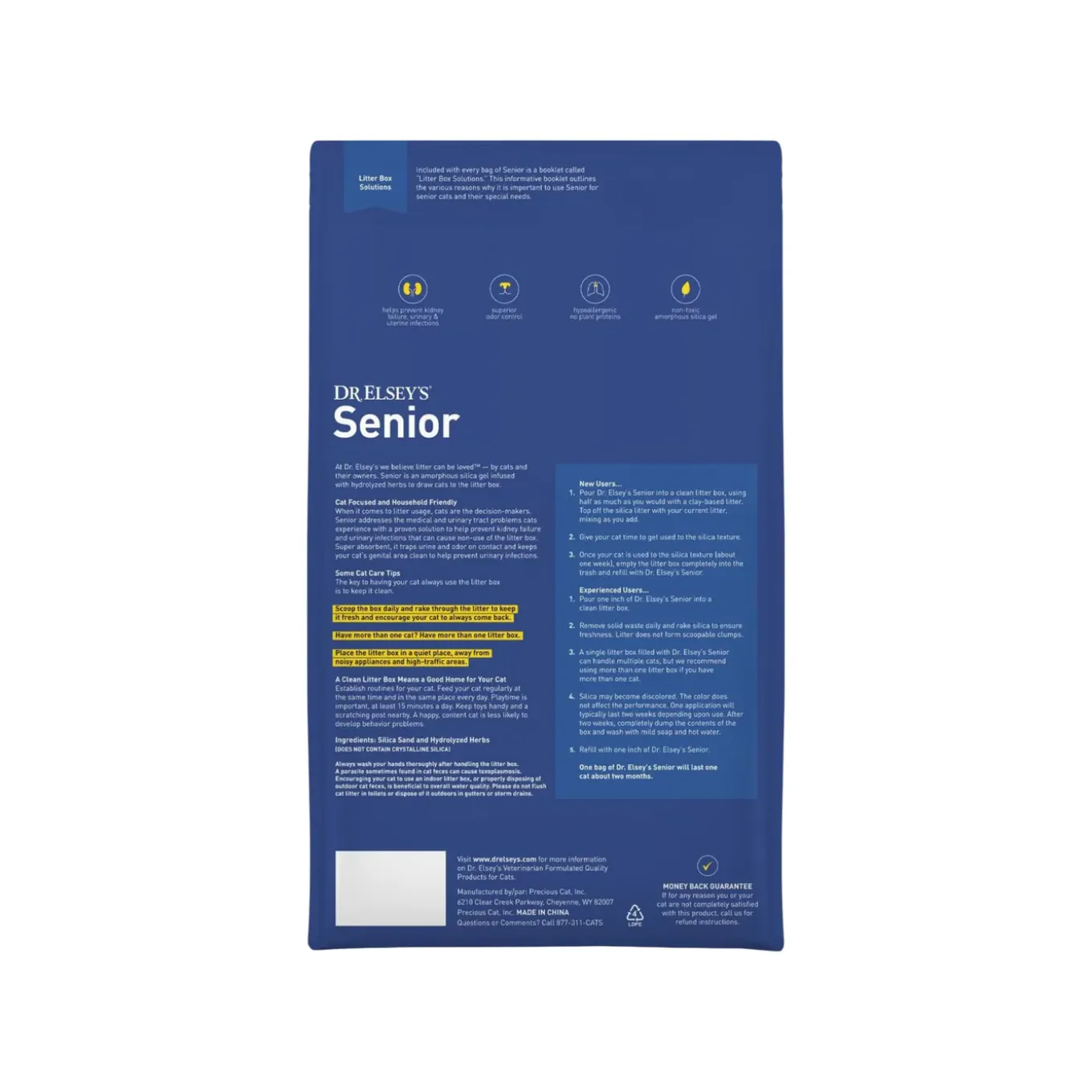 Dr. Elsey's Senior Hypoallergenic Non-Toxic Herbal Infused Silica Cat Litter