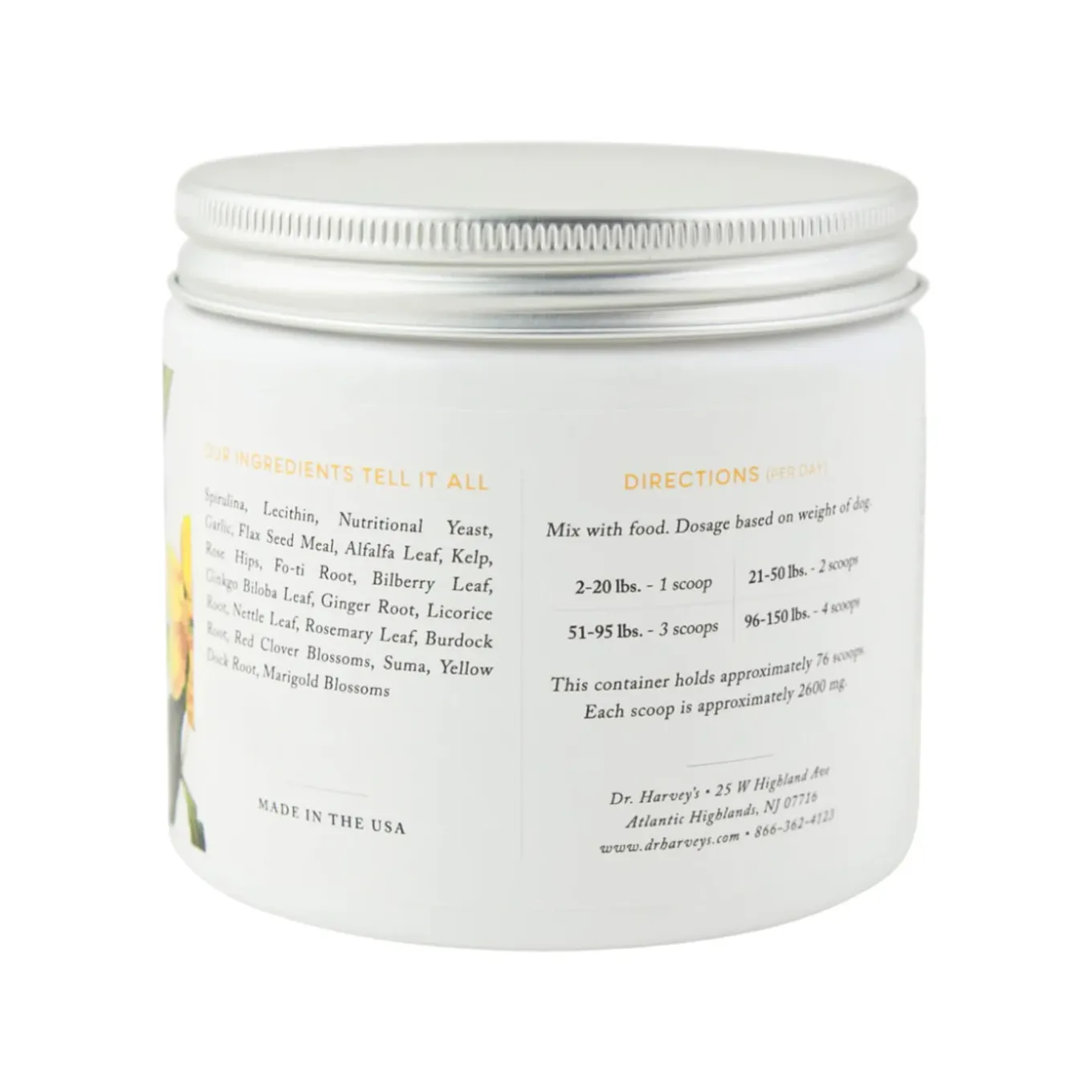Dr. Harvey's Golden Years Whole Food & Herb Geriatric Supplement for Senior Dogs
