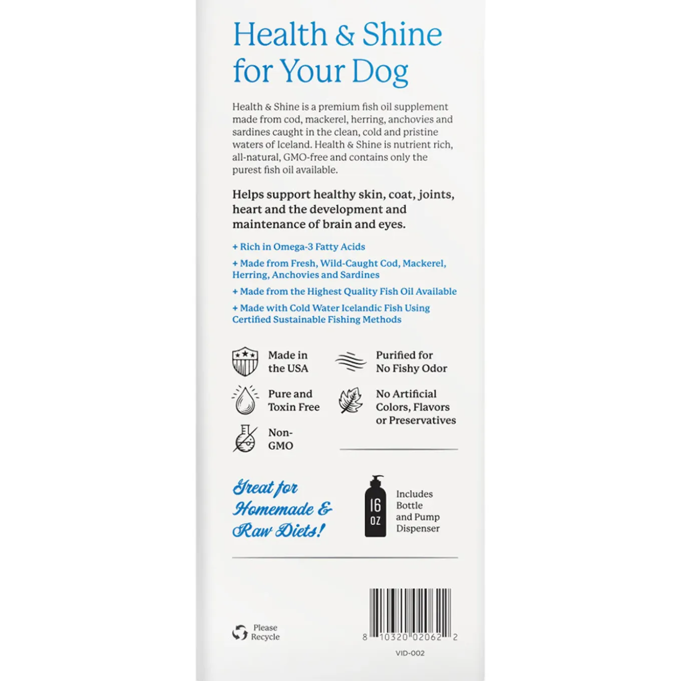 Dr. Harvey's Health and Shine Omega-3 Skin & Coat Fish Oil for Dogs