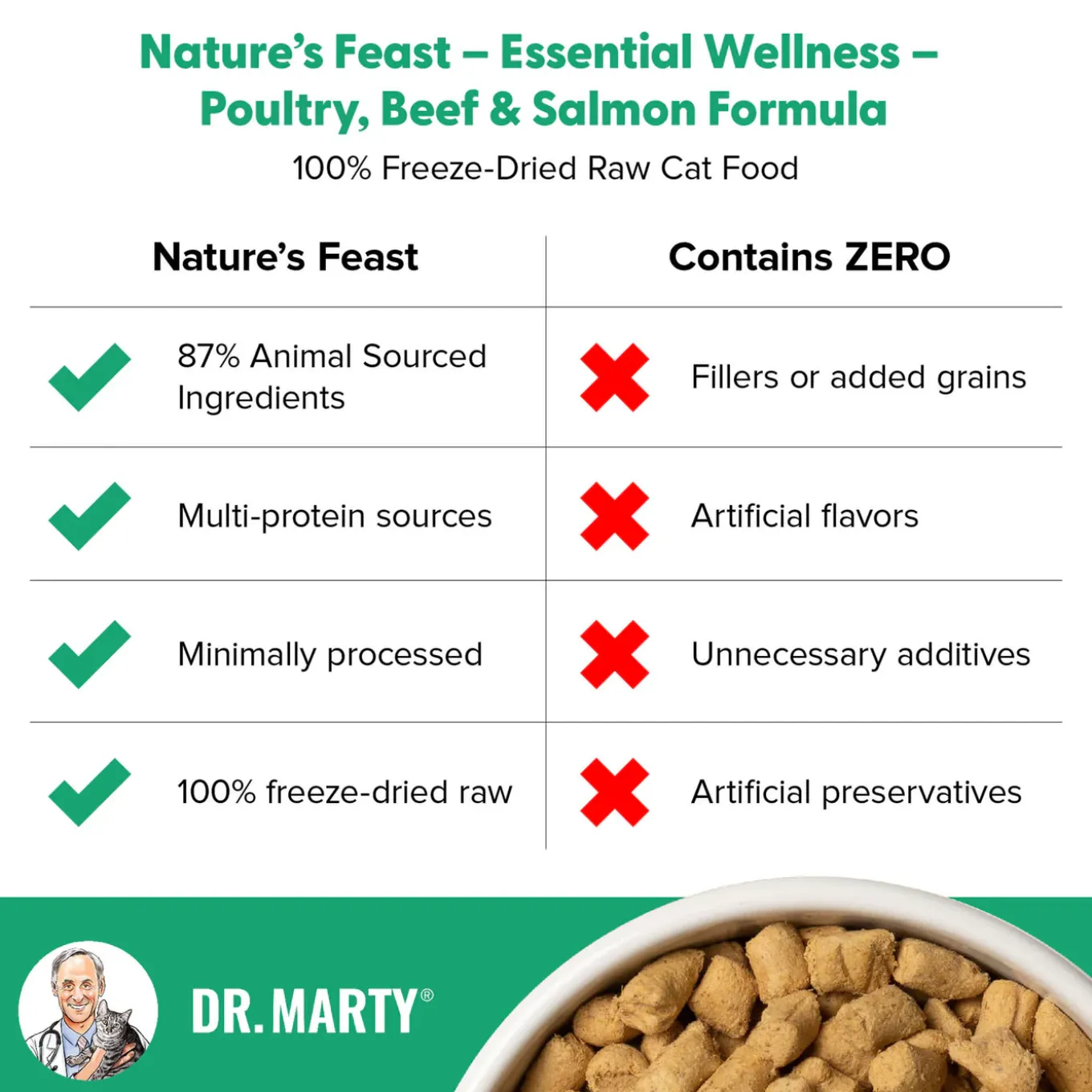 Dr. Marty Nature's Feast Essential Wellness Freeze Dried Cat Food