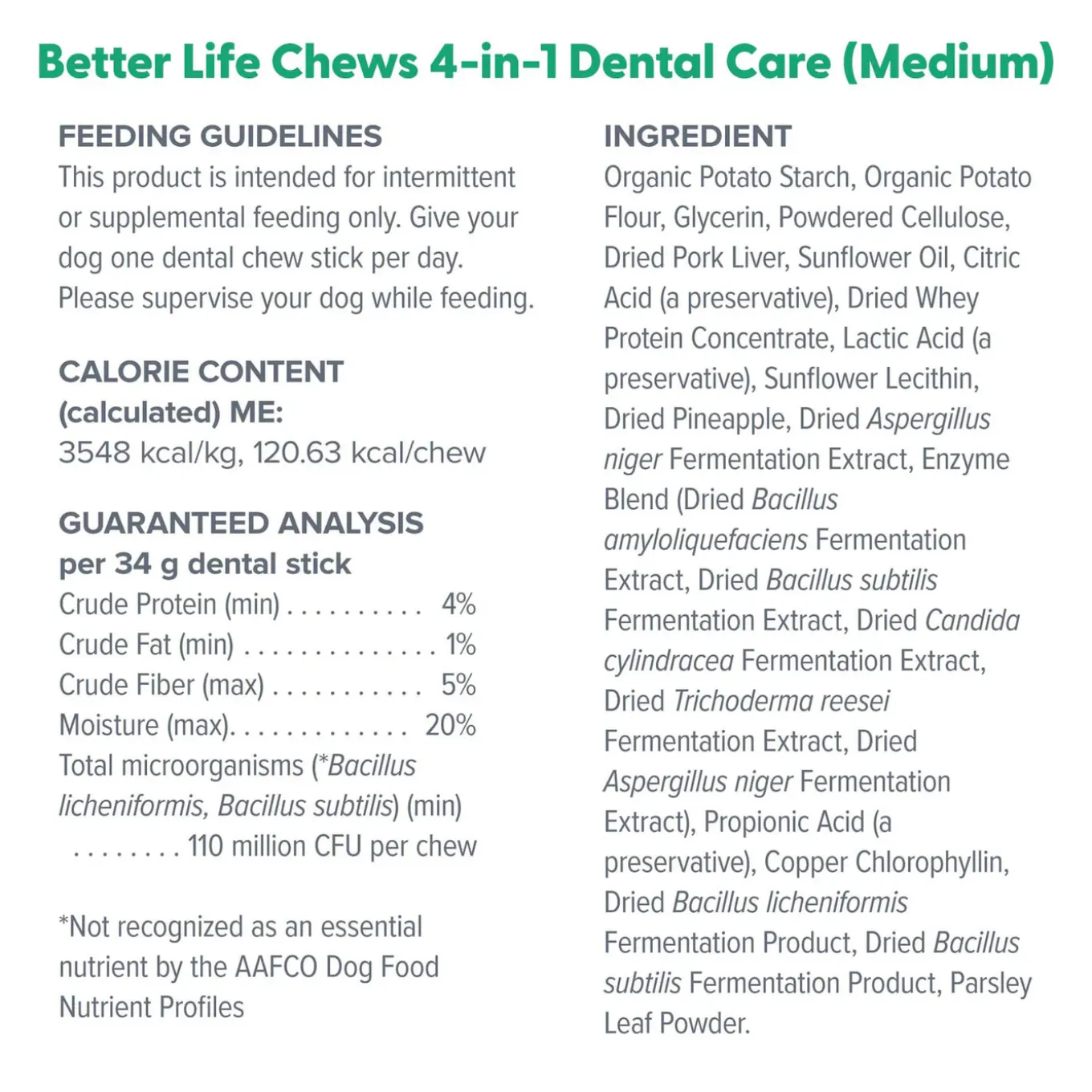Dr. Marty Better Life Chews 4-in-1 Dental Care Dog Dental Chew Sticks
