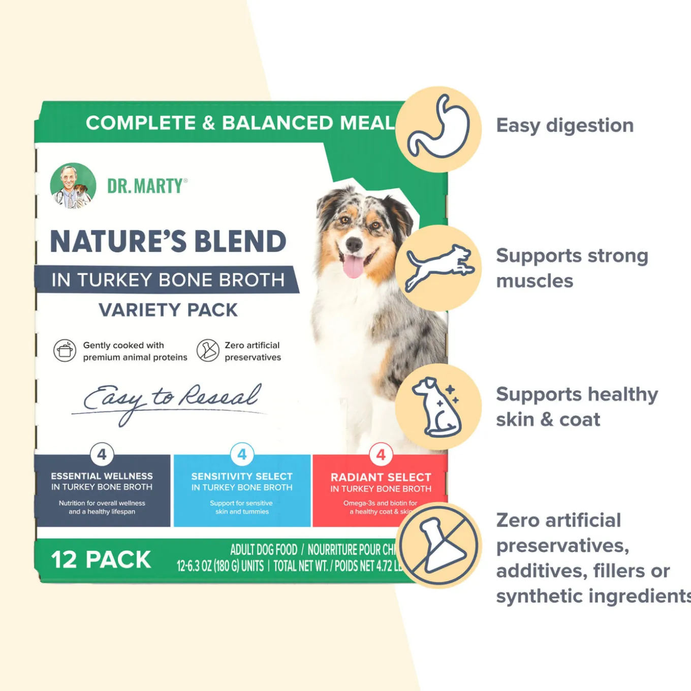 Dr. Marty Nature's Blend Wet Dog Food in Turkey Bone Broth
