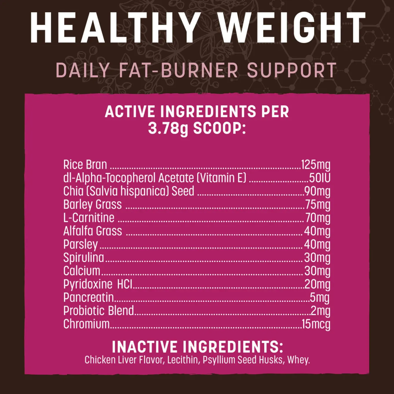 Earth Animal Healthy Weight Nutritional Supplement Powder for Cats & Dogs