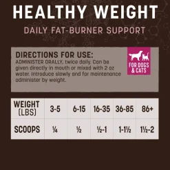 Earth Animal Healthy Weight Nutritional Supplement Powder for Cats & Dogs