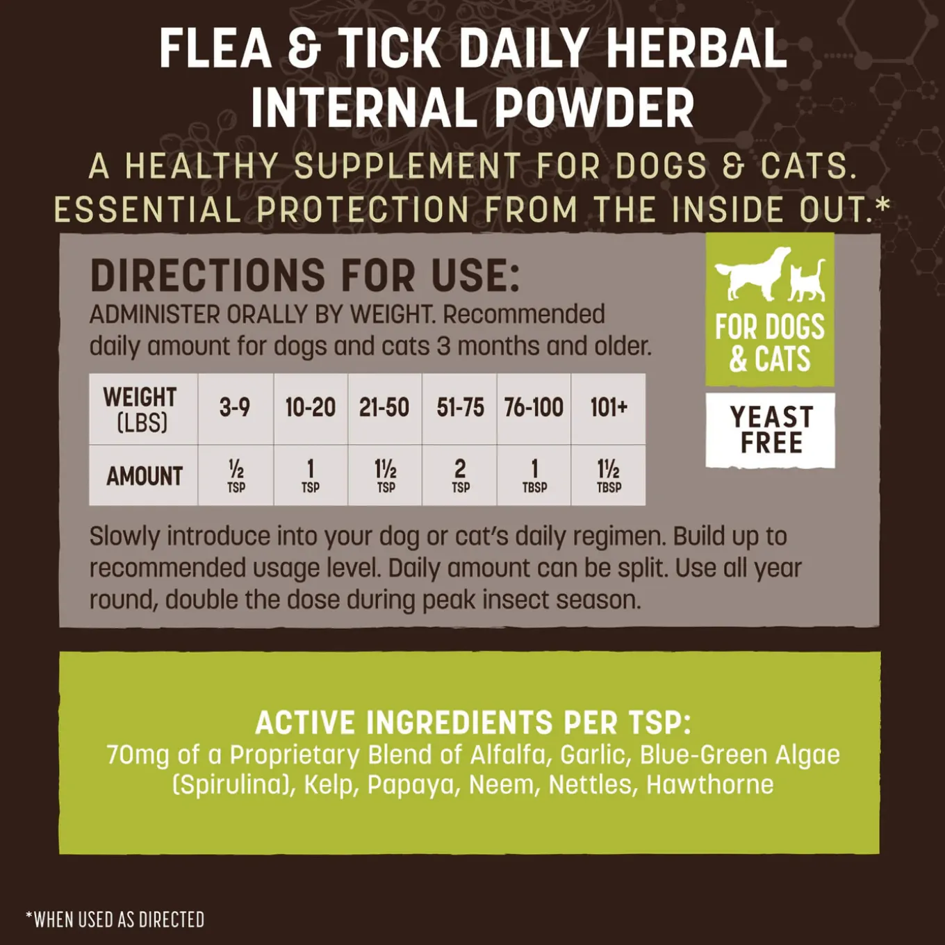 Earth Animal Nature's Protection Daily Herbal Internal Powder for Dogs & Cats