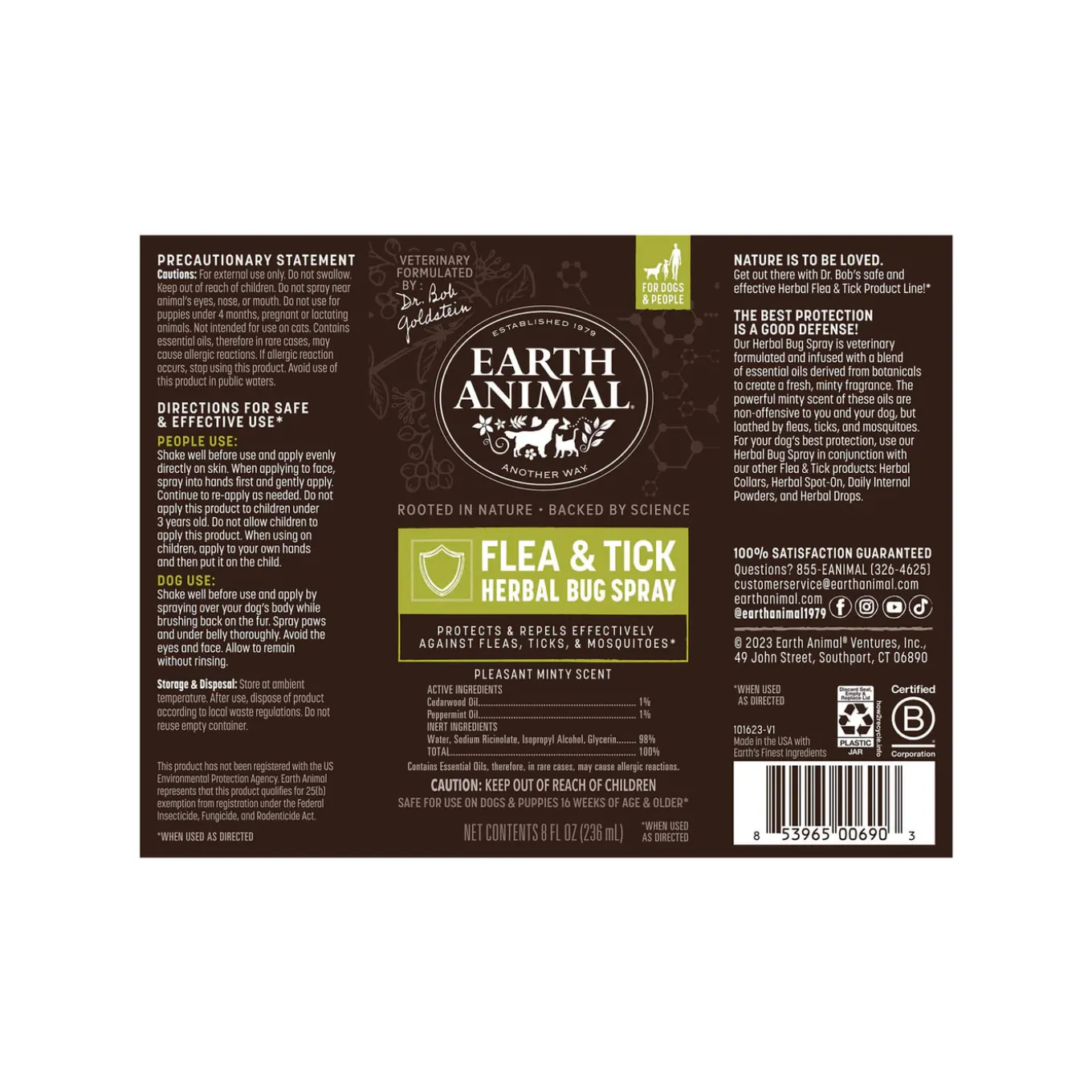 Earth Animal Nature's Protection Flea & Tick Herbal Bug Spray for Dogs