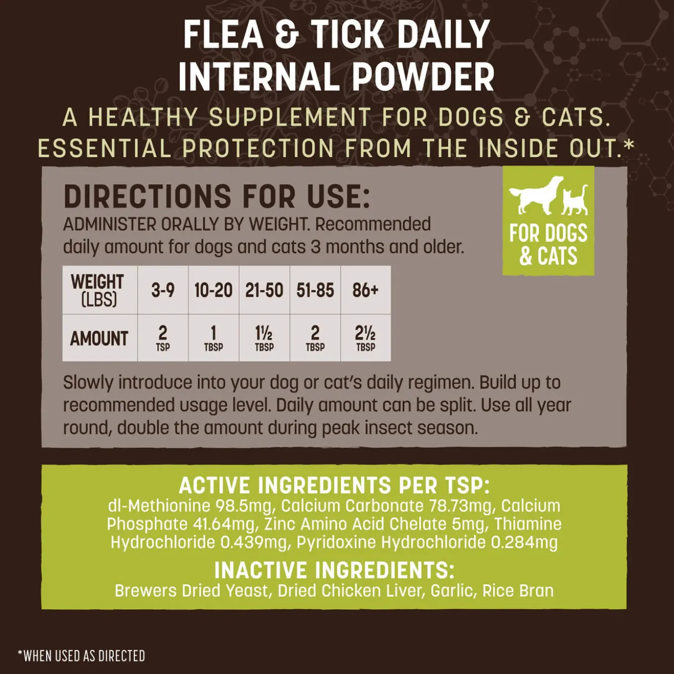 Earth Animal Nature's Protection Daily Internal Powder for Dogs & Cats