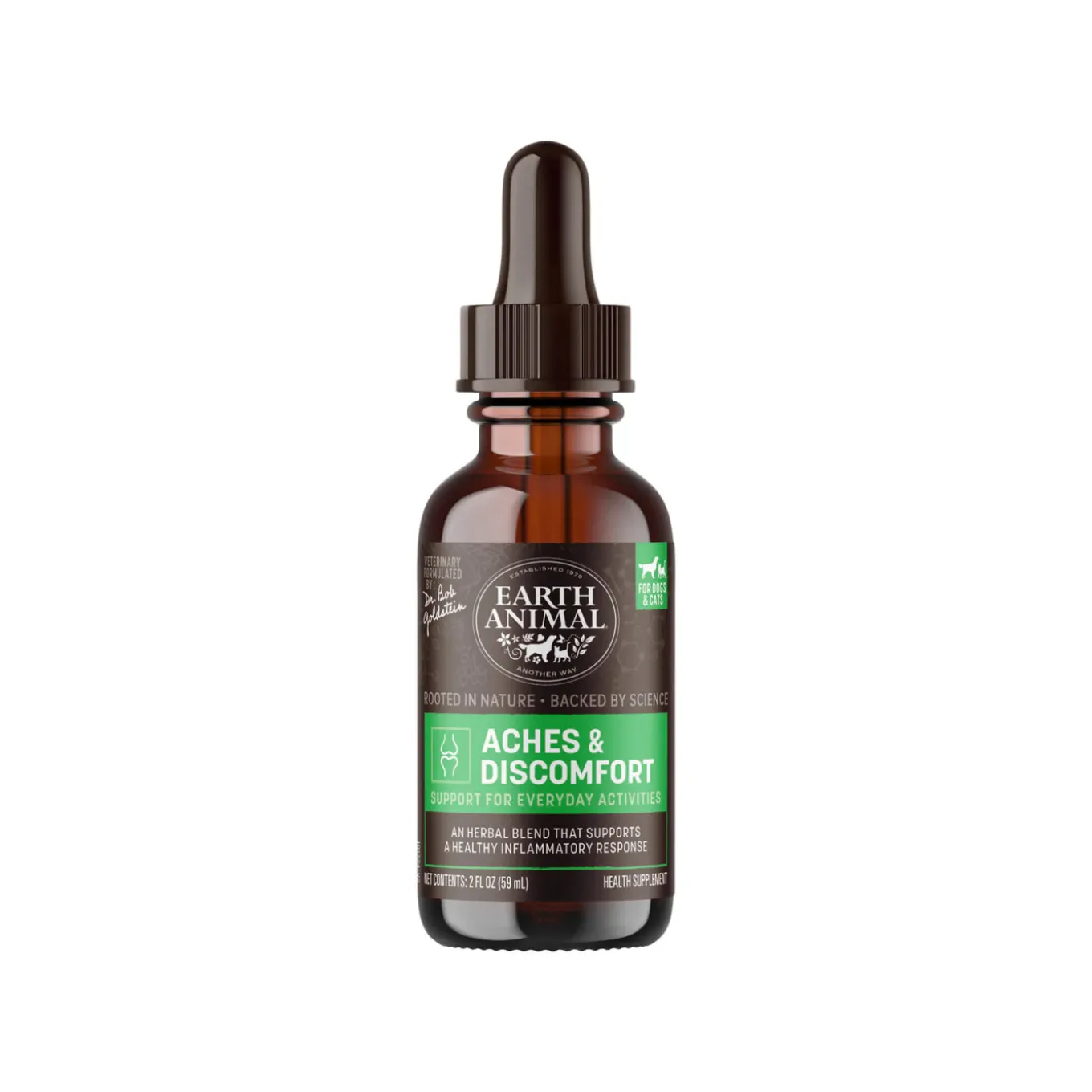 Earth Animal Organic Herbal Remedies Aches & Discomfort Tincture for Dogs