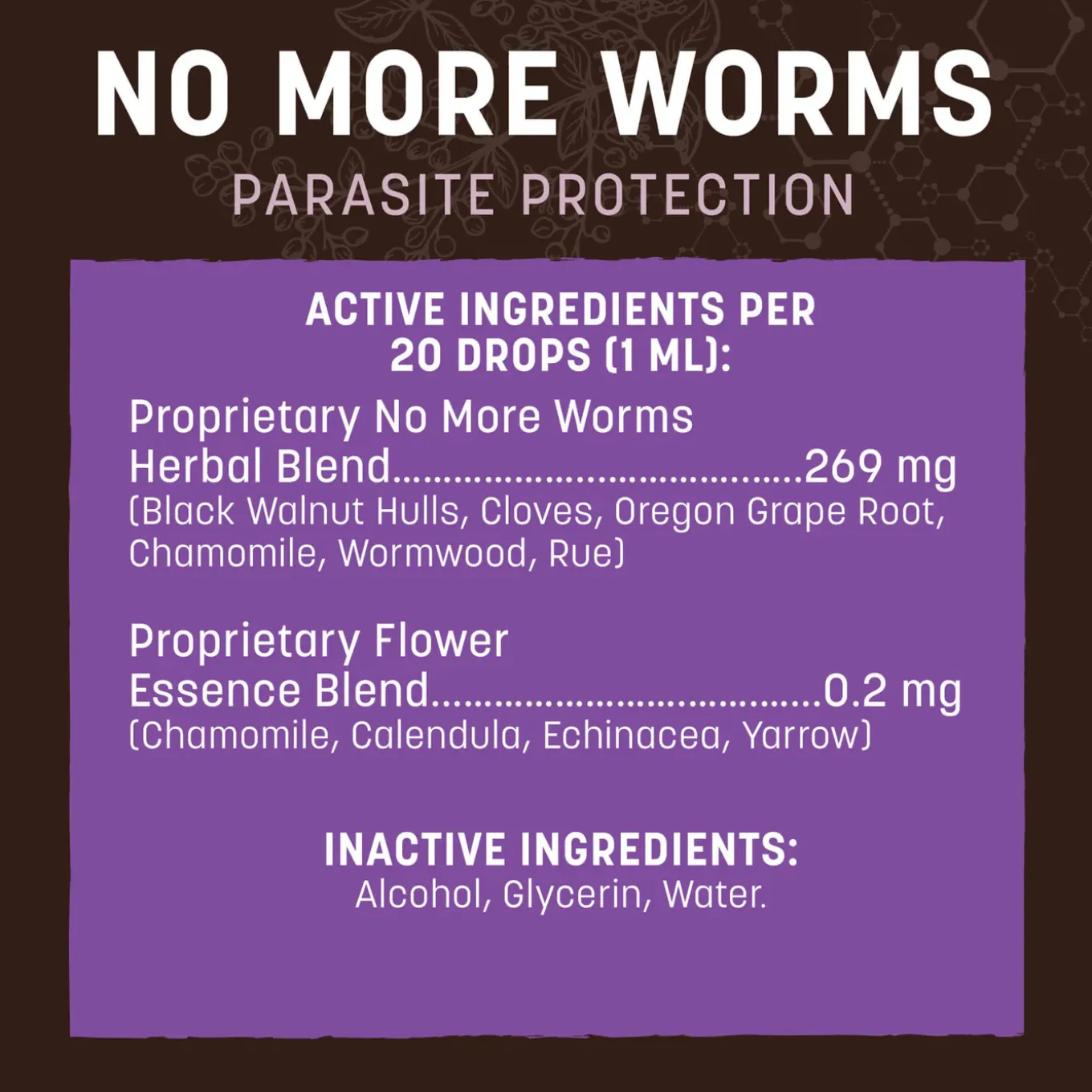 Earth Animal Organic Herbal Remedies No More Worms Tincture for Dogs