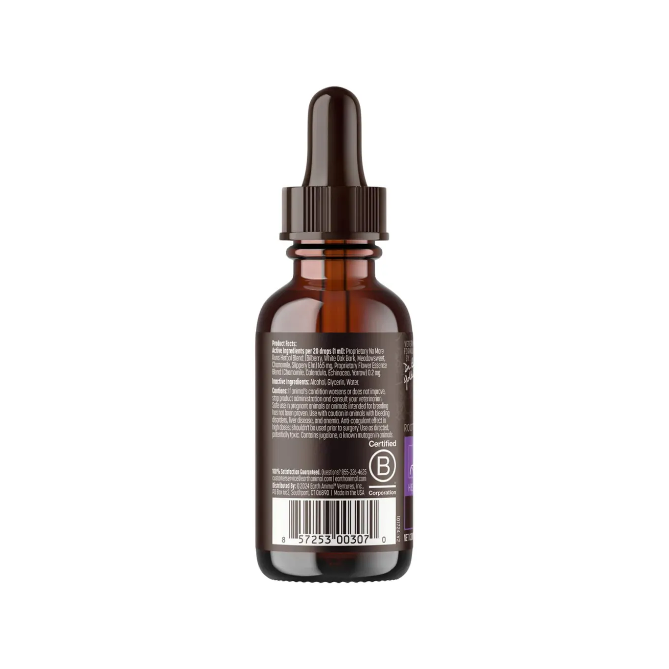 Earth Animal Organic Herbal Remedies No More Runs Tincture for Dogs