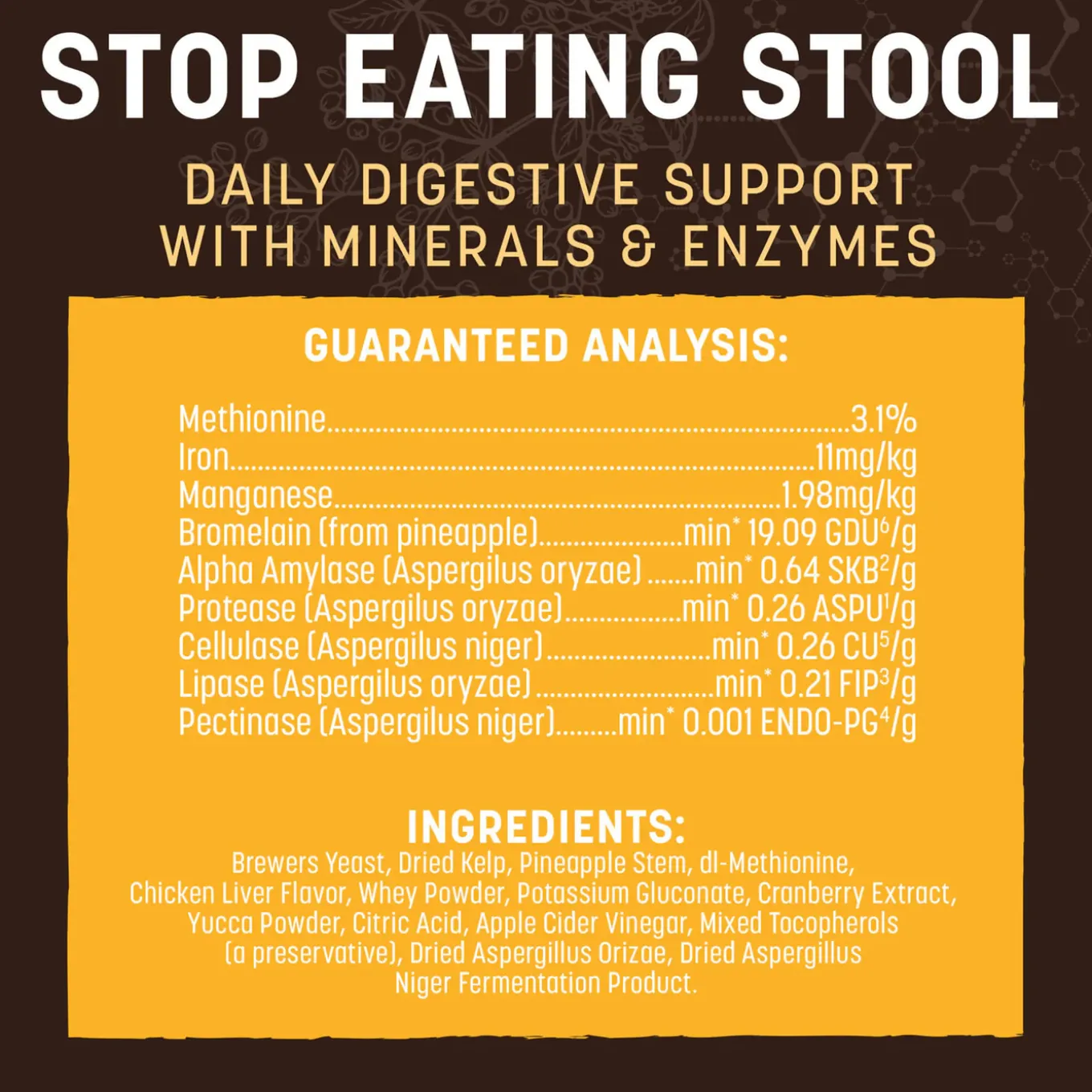 Earth Animal Stop Eating Stool Nutritional Supplement for Dogs