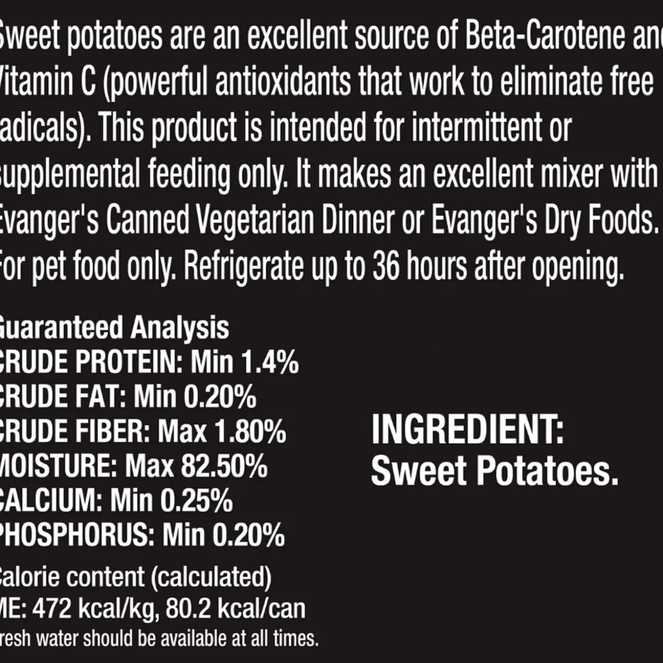 Evanger's Canned Sweet Potato for Dogs & Cats