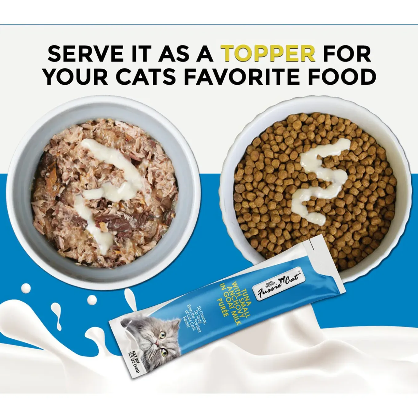 Fussie Cat Premium Puree in Goat Milk Lickable Cat Treats