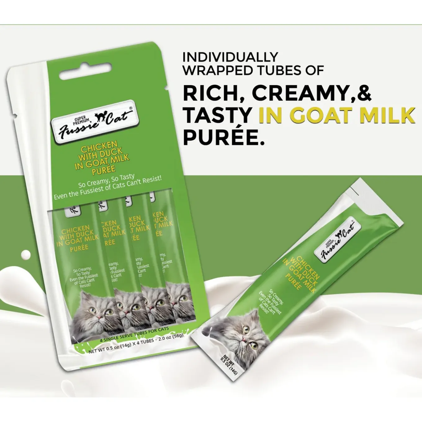 Fussie Cat Premium Puree in Goat Milk Lickable Cat Treats