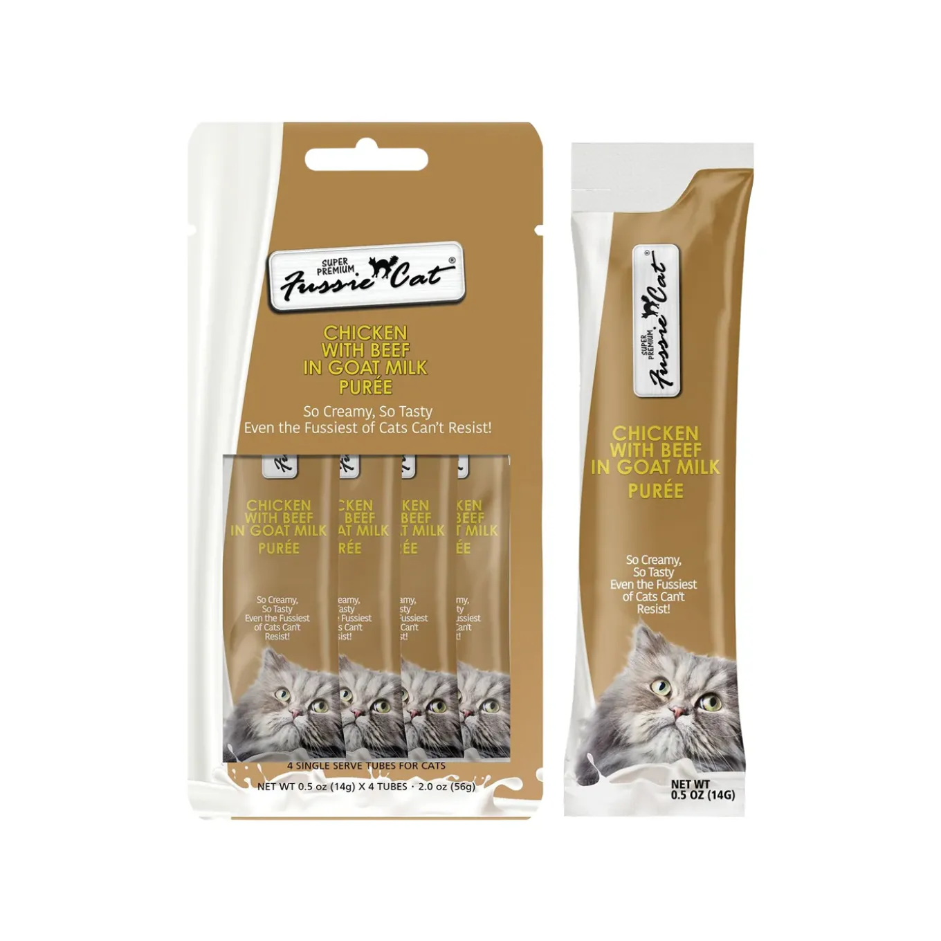 Fussie Cat Premium Puree in Goat Milk Lickable Cat Treats