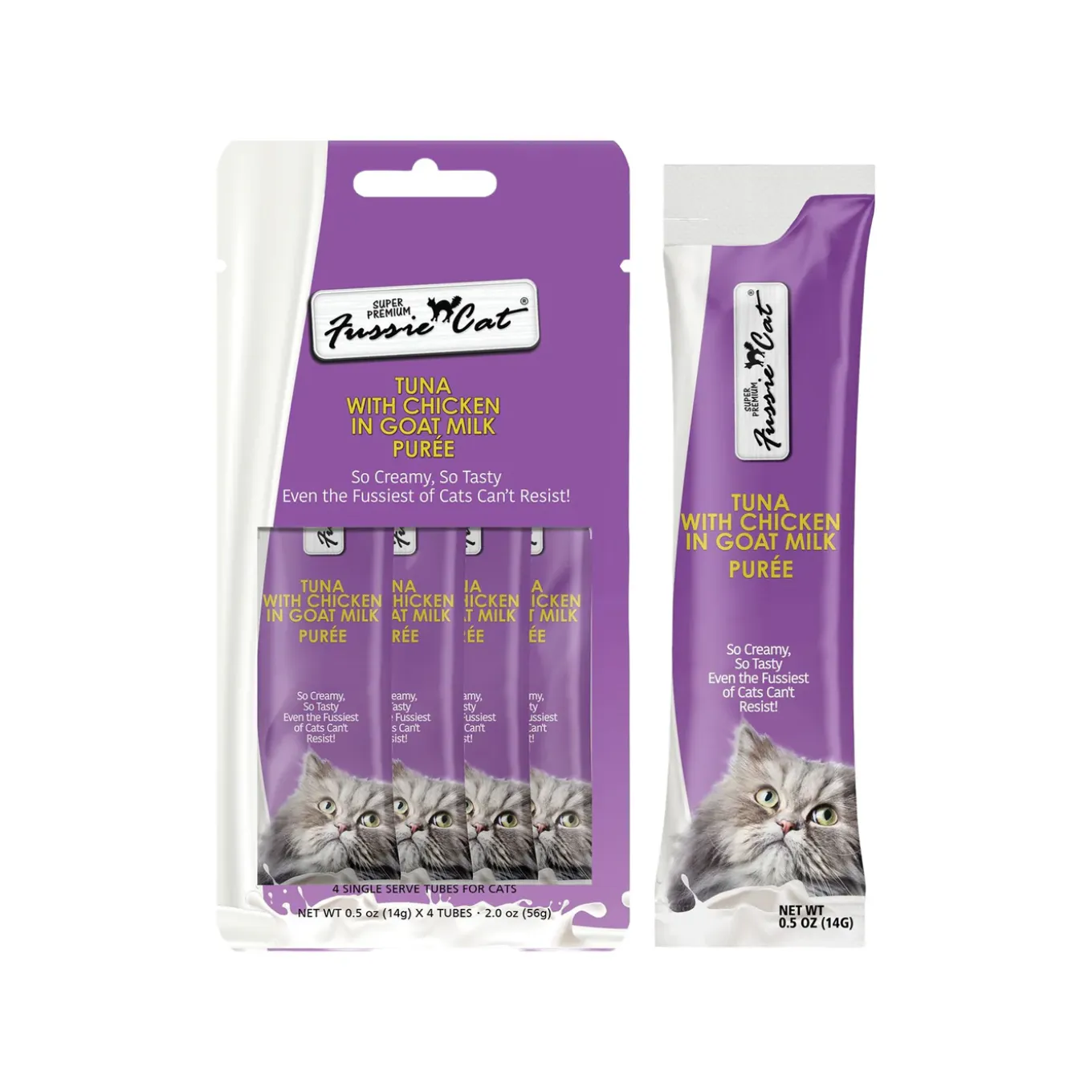 Fussie Cat Premium Puree in Goat Milk Lickable Cat Treats