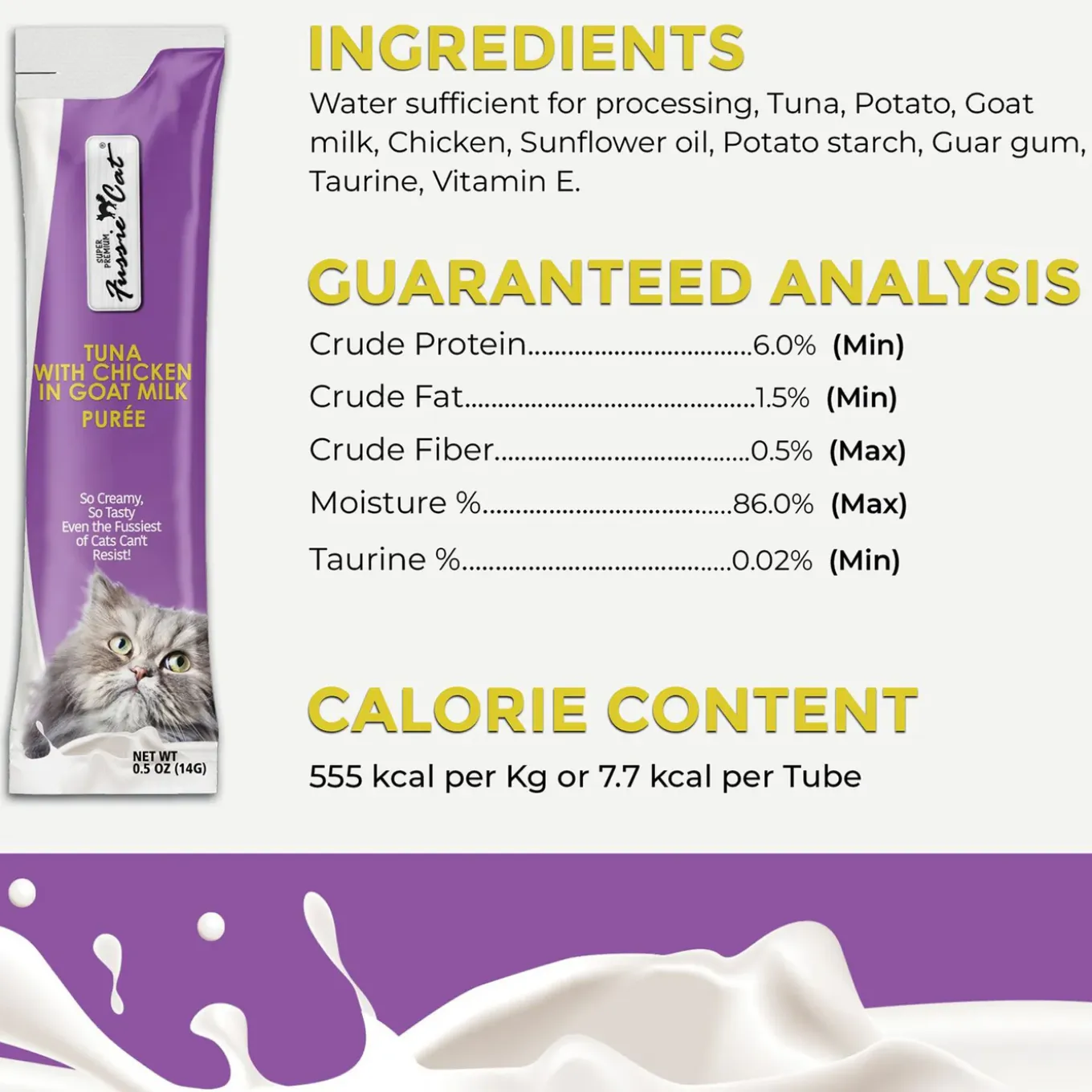 Fussie Cat Premium Puree in Goat Milk Lickable Cat Treats