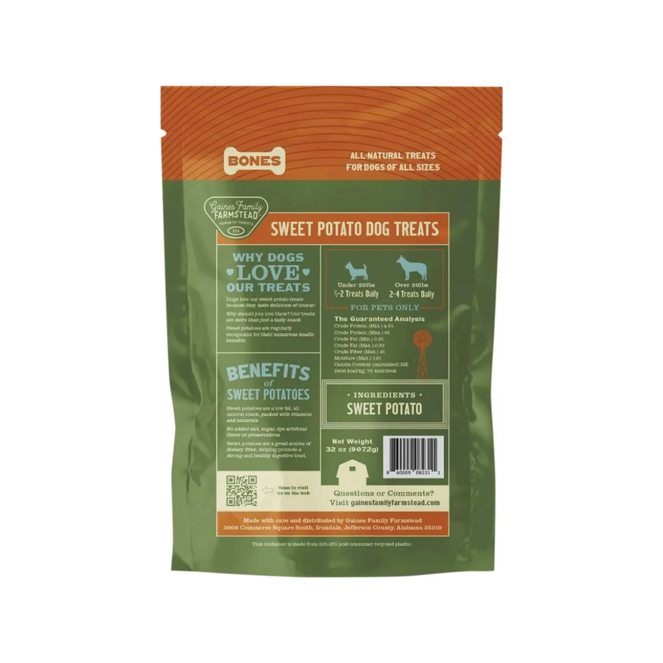Gaines Family Farmstead Sweet Potato Bones Dog Treats