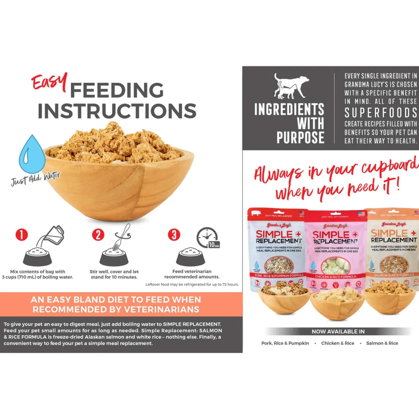 Grandma Lucy's Simple Replacement Freeze Dried Bland Diet Meal for Dogs