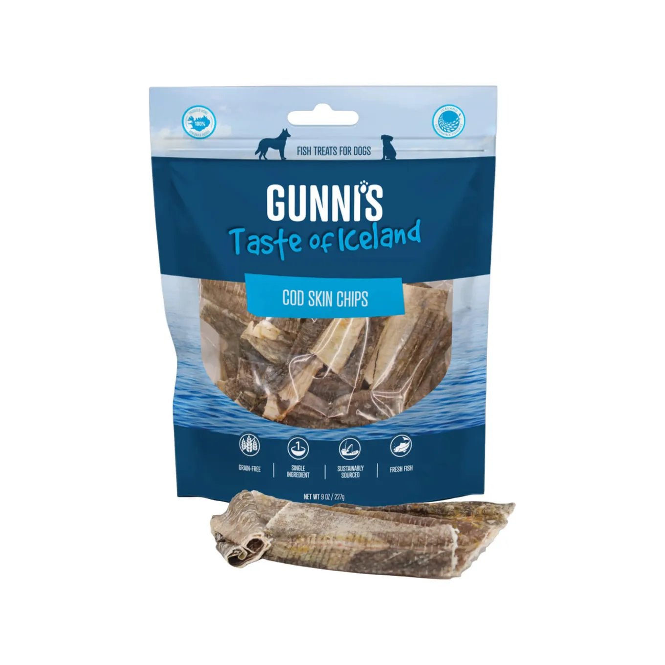 Gunni's Taste of Iceland Fish Skin Chips Dog Treats