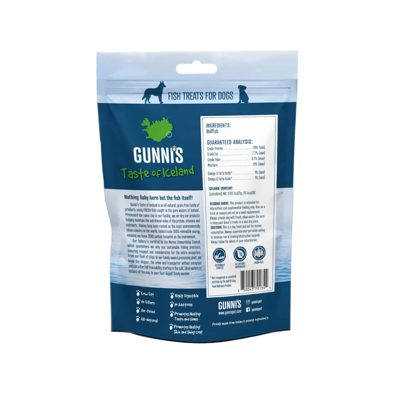Gunni's Taste of Iceland Fish Skin Sticks Dog Treats