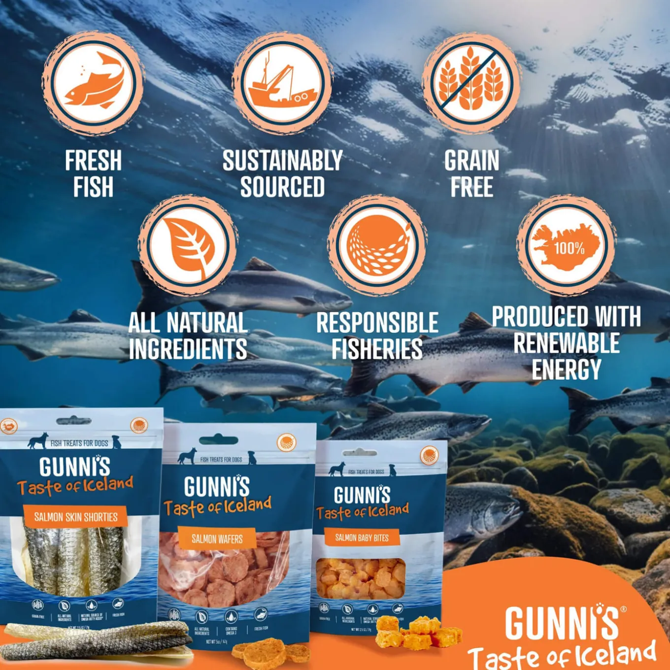 Gunni's Taste of Iceland Fish Wafers Dog Treats