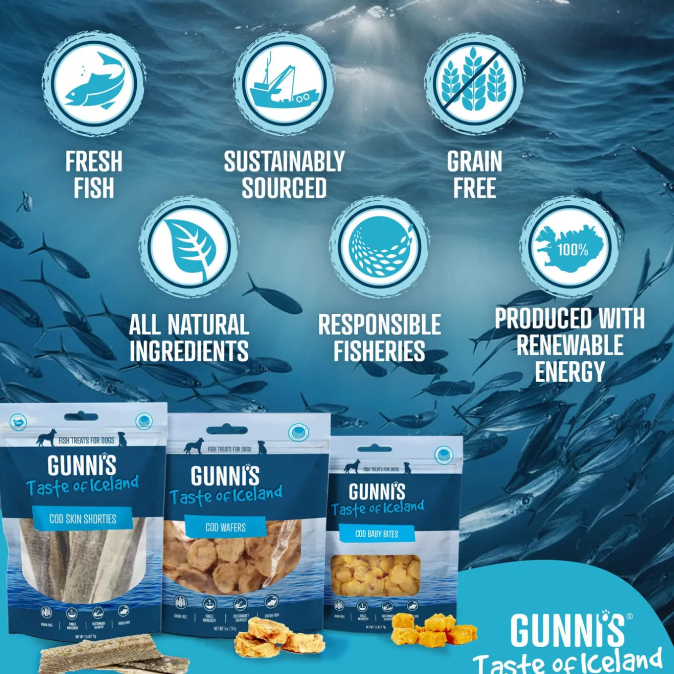 Gunni's Taste of Iceland Fish Wafers Dog Treats
