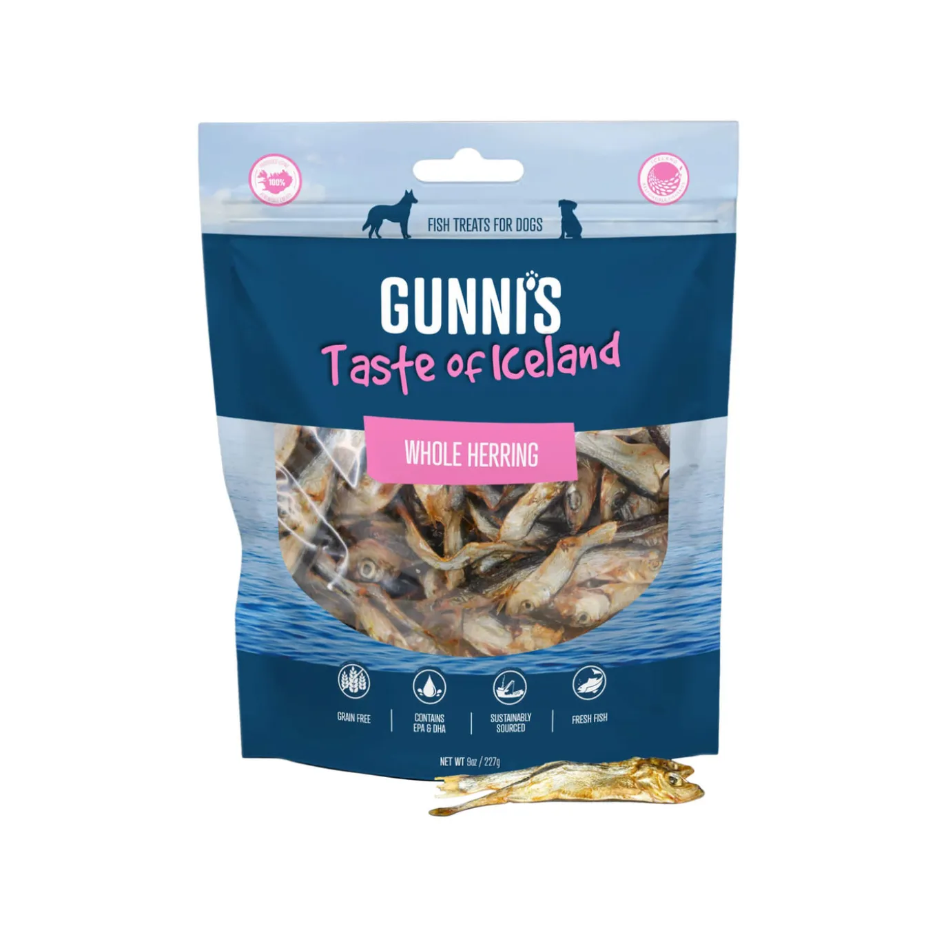 Gunni's Taste of Iceland Whole Fish Herring Dog Treats