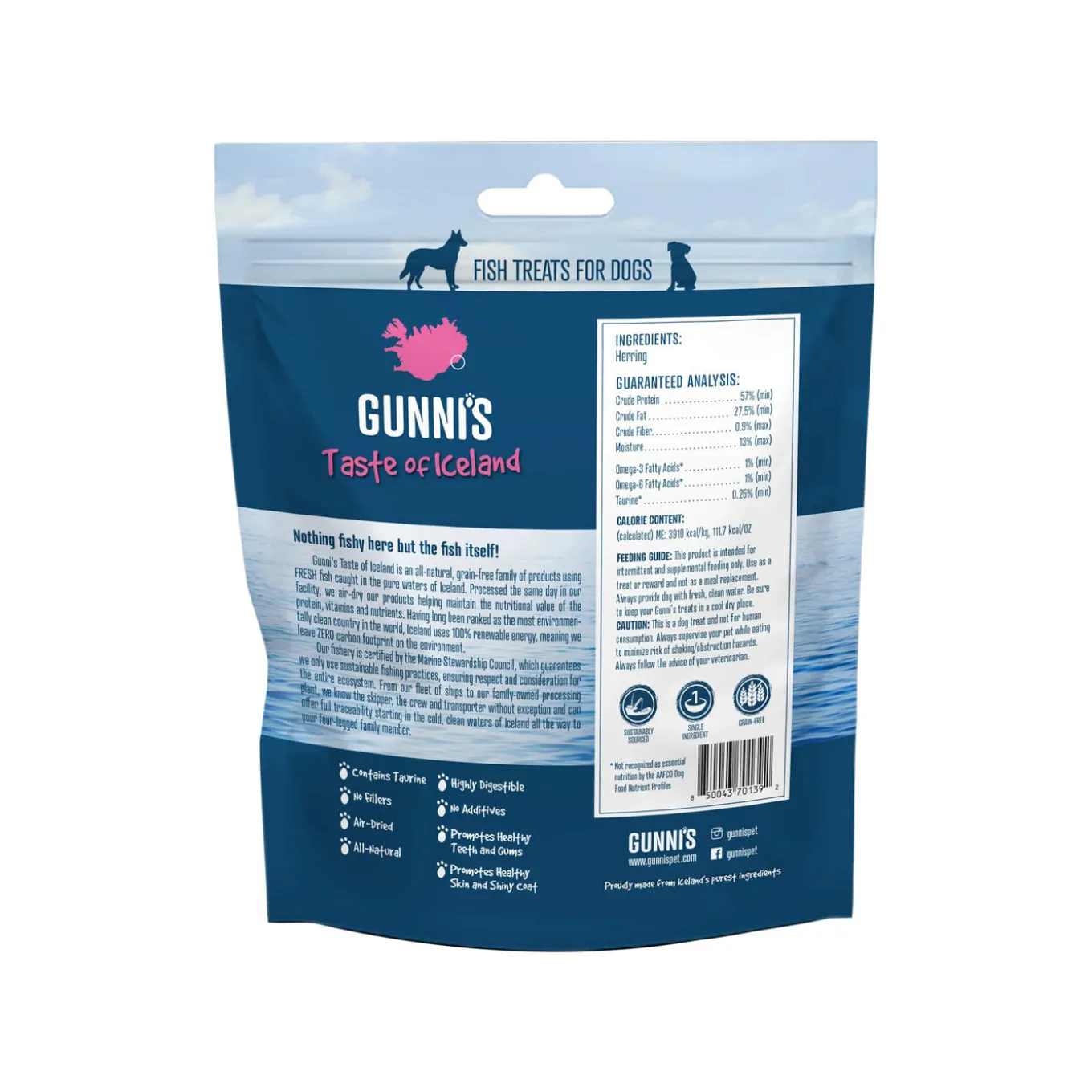 Gunni's Taste of Iceland Whole Fish Herring Dog Treats