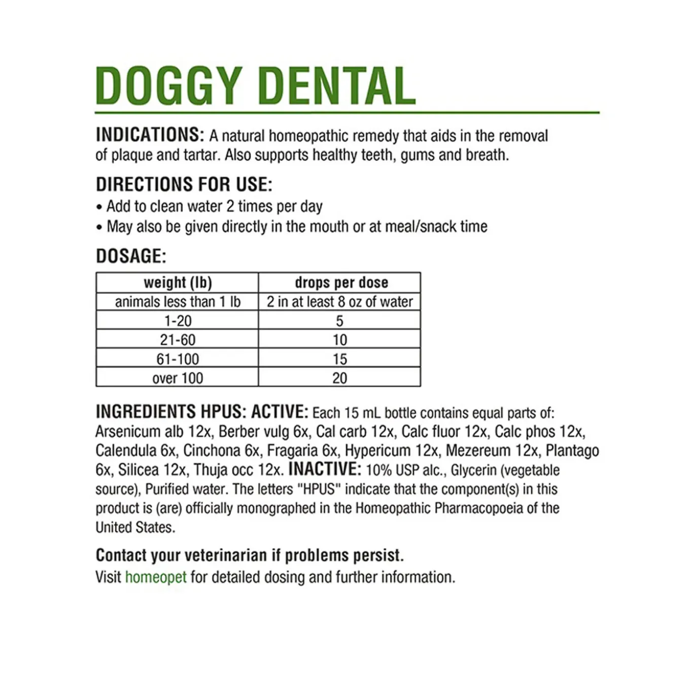 HomeoPet Doggy Dental Homeopathic Plaque & Tartar Removal Drops for Dogs