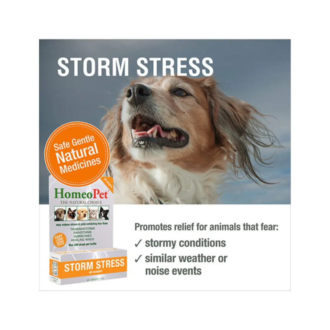 HomeoPet Storm Stress Homeopathic Anxiety Relief Drops for Dogs & Cats