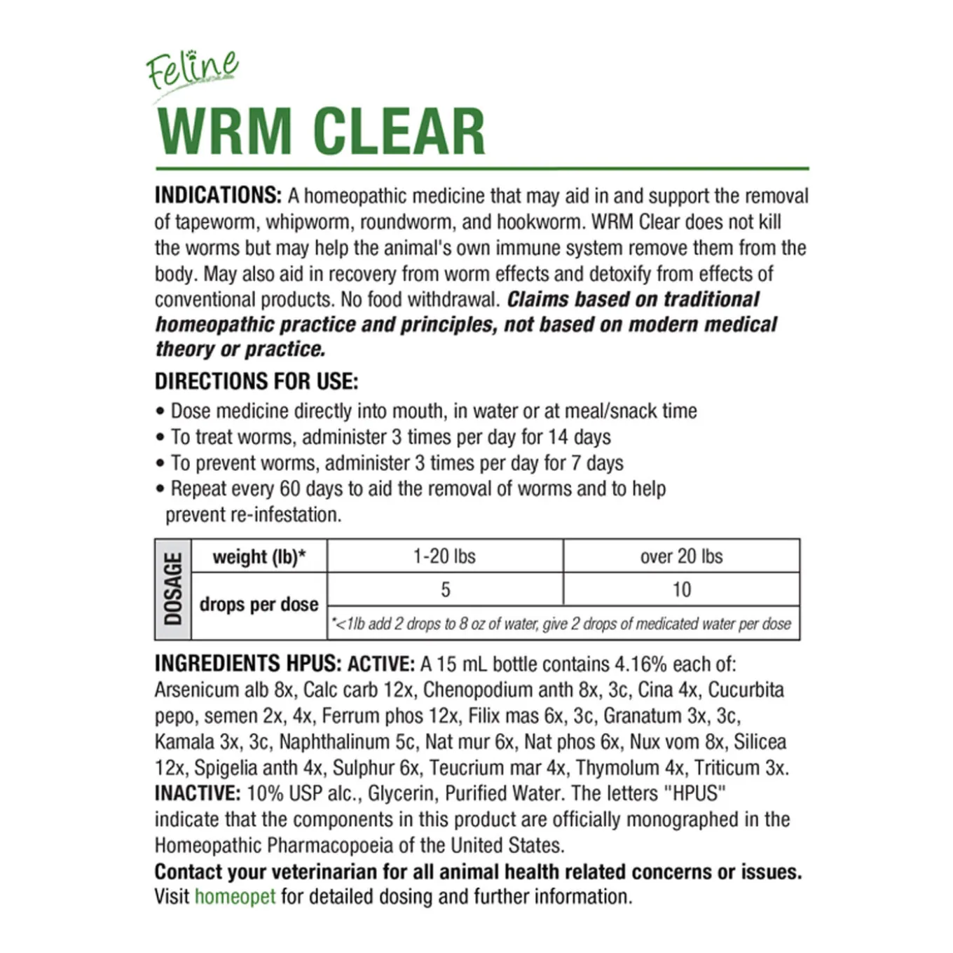 HomeoPet Wrm Clear