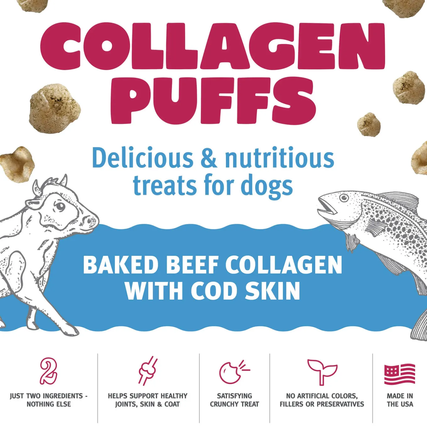 Icelandic+ Beef Collagen Puffs Dehydrated Dog Treats