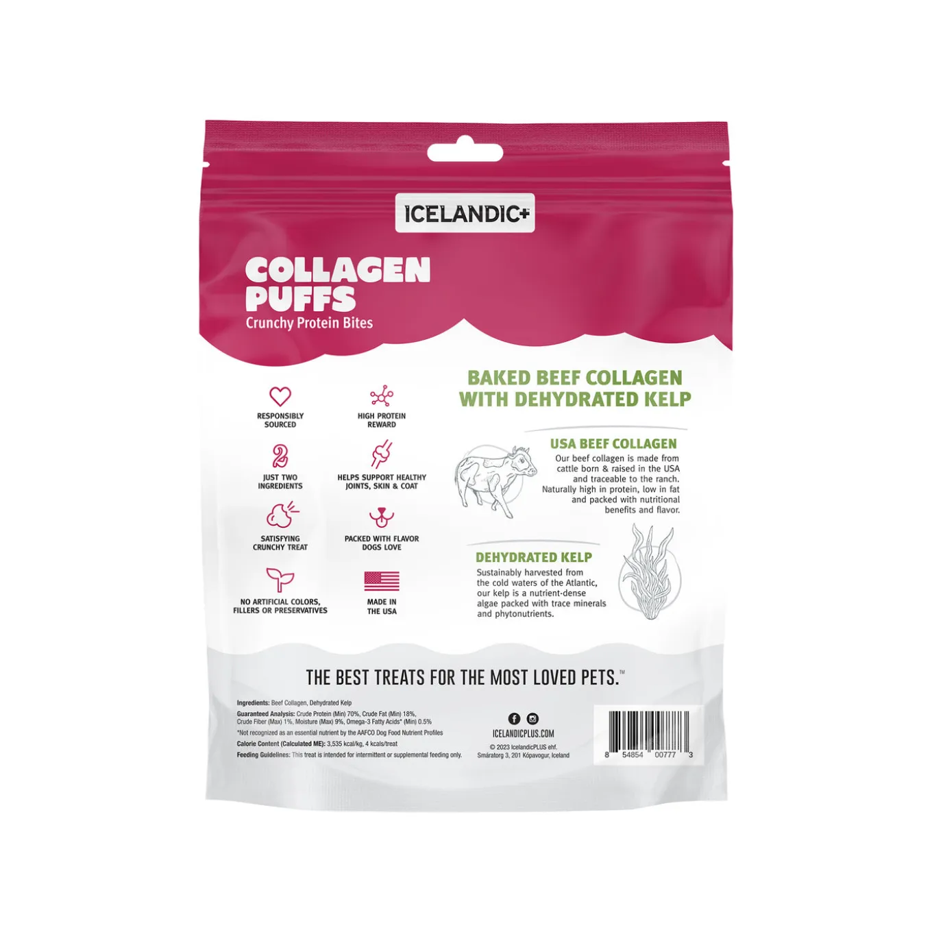 Icelandic+ Beef Collagen Puffs Dehydrated Dog Treats