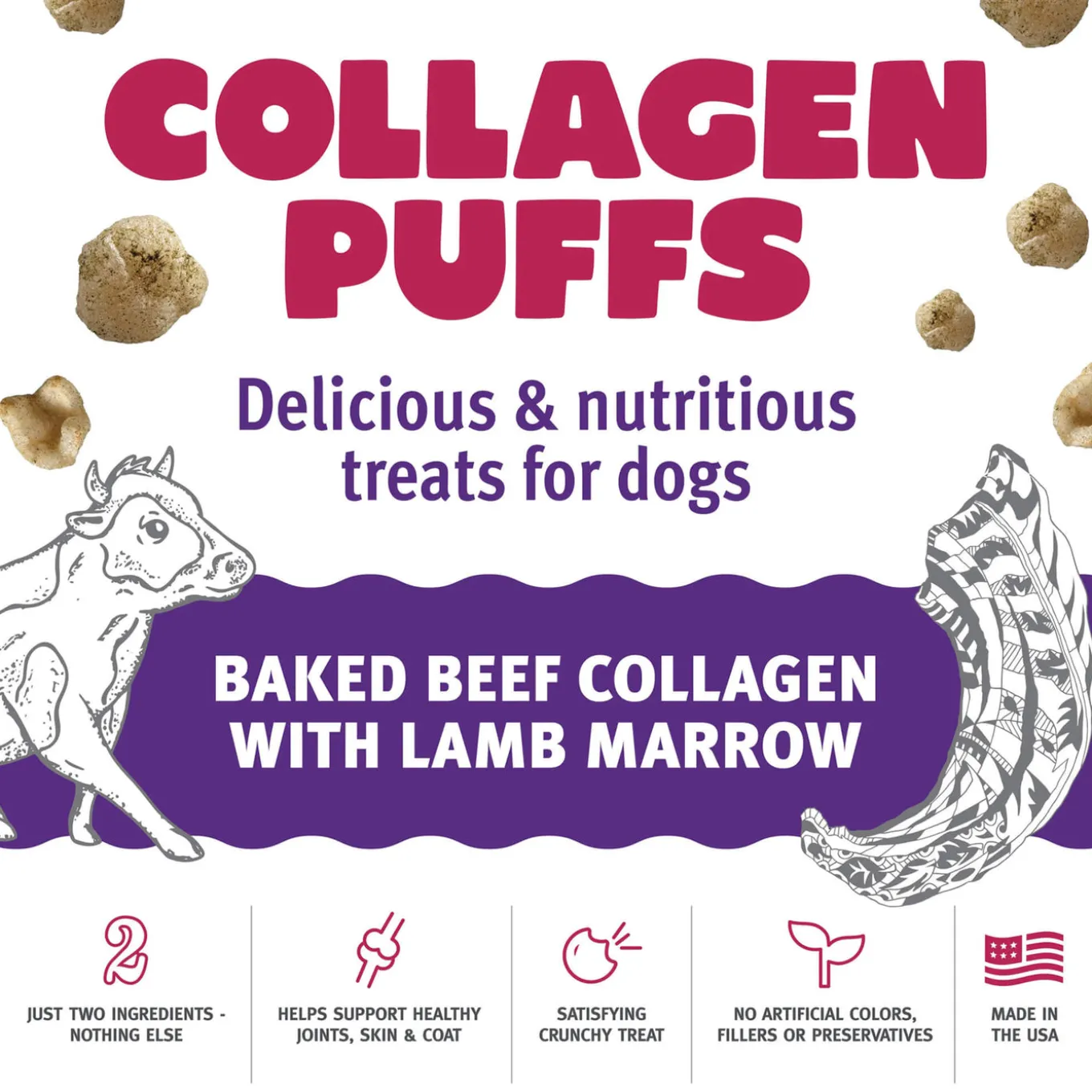 Icelandic+ Beef Collagen Puffs Dehydrated Small Dog Treats